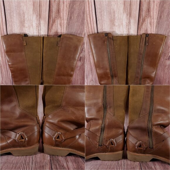 Teva Womens 7.5 De La Vina Dos Tall Boots Brown Leather Zip Waterproof 1017143 - Picture 10 of 15